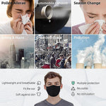 Black Reusable Breathable Cloth Face Mask, Adjustable Washable Face Protection Cover for Men and Women