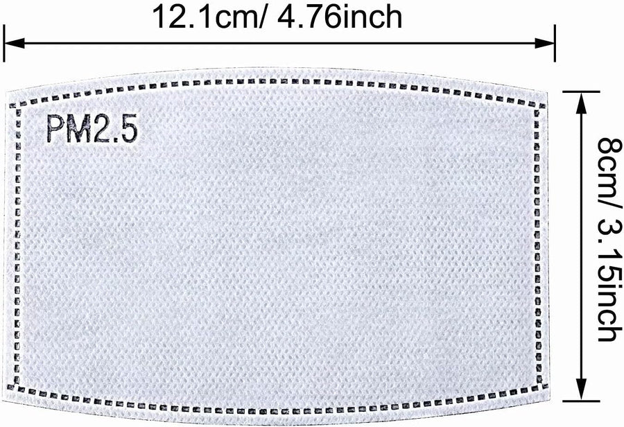 100 Pcs Activated Carbon PM2.5 Mask Filter Paper 5 Layers Replacement PM 2.5 Face Filter Insert
