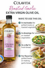 Colavita Roasted Garlic Extra Virgin Olive Oil, 32 Fl Oz – Cold Pressed EVOO Infused with Natural Roasted Garlic Flavor for Cooking, Dressings, Marinades & Dipping