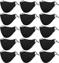 Black Reusable Breathable Cloth Face Mask, Adjustable Washable Face Protection Cover for Men and Women