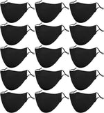 Black Reusable Breathable Cloth Face Mask, Adjustable Washable Face Protection Cover for Men and Women