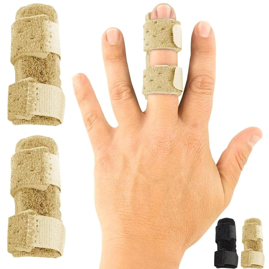Vive Finger Splint (2 Pack) - Universal Finger Straightener - Broken and Trigger Finger Splints - Brace for Arthritis Pain and Support - Sprain Relief for Middle, Index, Ring, Pinky Fingers (Black)