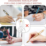 Linbsunne Ballpoint Pens Black Medium Point 1mm Pen with Super Soft Grip Ball Point Pen for Men Women Retractable Pens (gold-12 pcs)