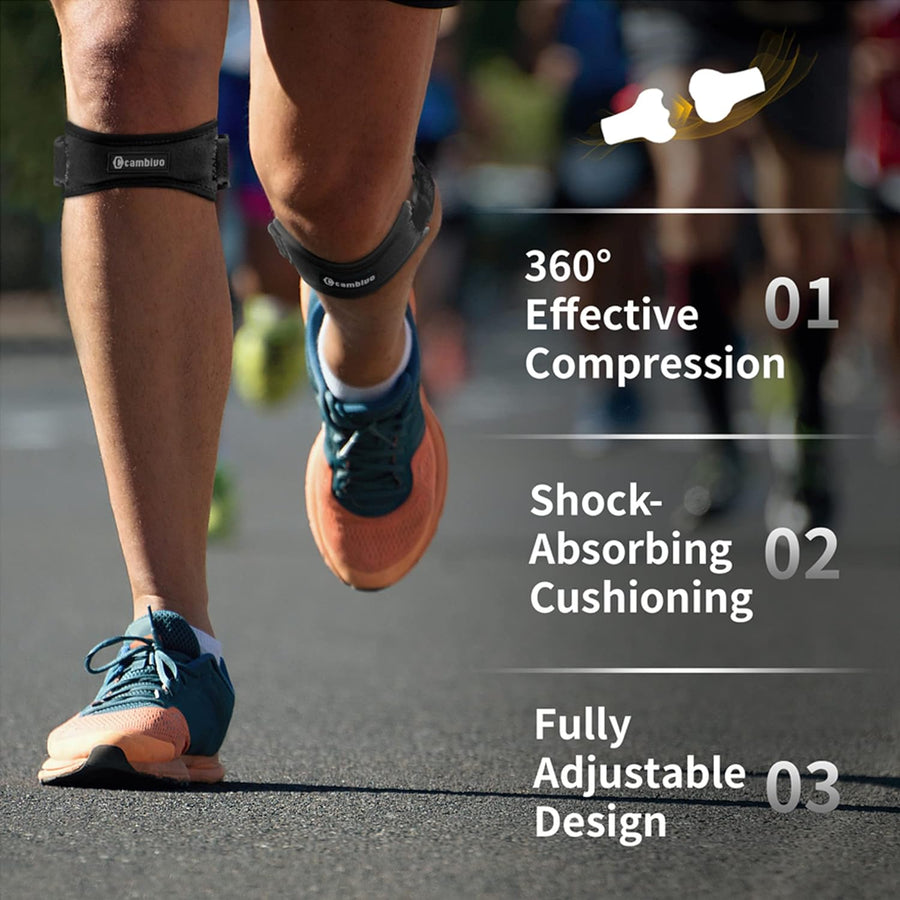 CAMBIVO Patellar Tendon Knee Straps 2 Pack with Extra Straps, Knee Brace for Women & Men, Patella Bands for Pain Relief, Osgood Schlatter, Runner's Knee, Jumper's Knee, Running, Basketball, Hiking