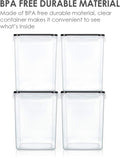 Vtopmart 4 PCS Large Food Storage Containers 5.2L / 175oz, 4 Pieces BPA Free Plastic Airtight Canisters for Flour, Sugar, Baking Supplies, Rice with Lids, 4 Measuring Cups and 24 Labels, Black
