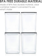 Vtopmart 4 PCS Large Food Storage Containers 5.2L / 175oz, 4 Pieces BPA Free Plastic Airtight Canisters for Flour, Sugar, Baking Supplies, Rice with Lids, 4 Measuring Cups and 24 Labels, Black