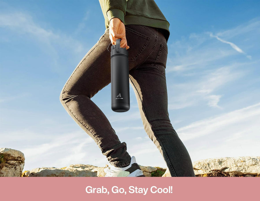 26 oz Insulated Water Bottle with 2-in-1 Straw and Spout Lid, Keep Cold 24H, Leak-Proof, Fits in Car Cup Holder, Stainless Steel Water Bottle for Sports, Travel, and School (Cotton Candy)