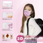 50PCS Kids Face Mask Safty Breathable Fabric for Girls and Boys