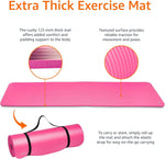 1/2 Inch Extra Thick Exercise Yoga Mat with Carrying Strap, Cushioned Support, for Fitness and Gym Workouts