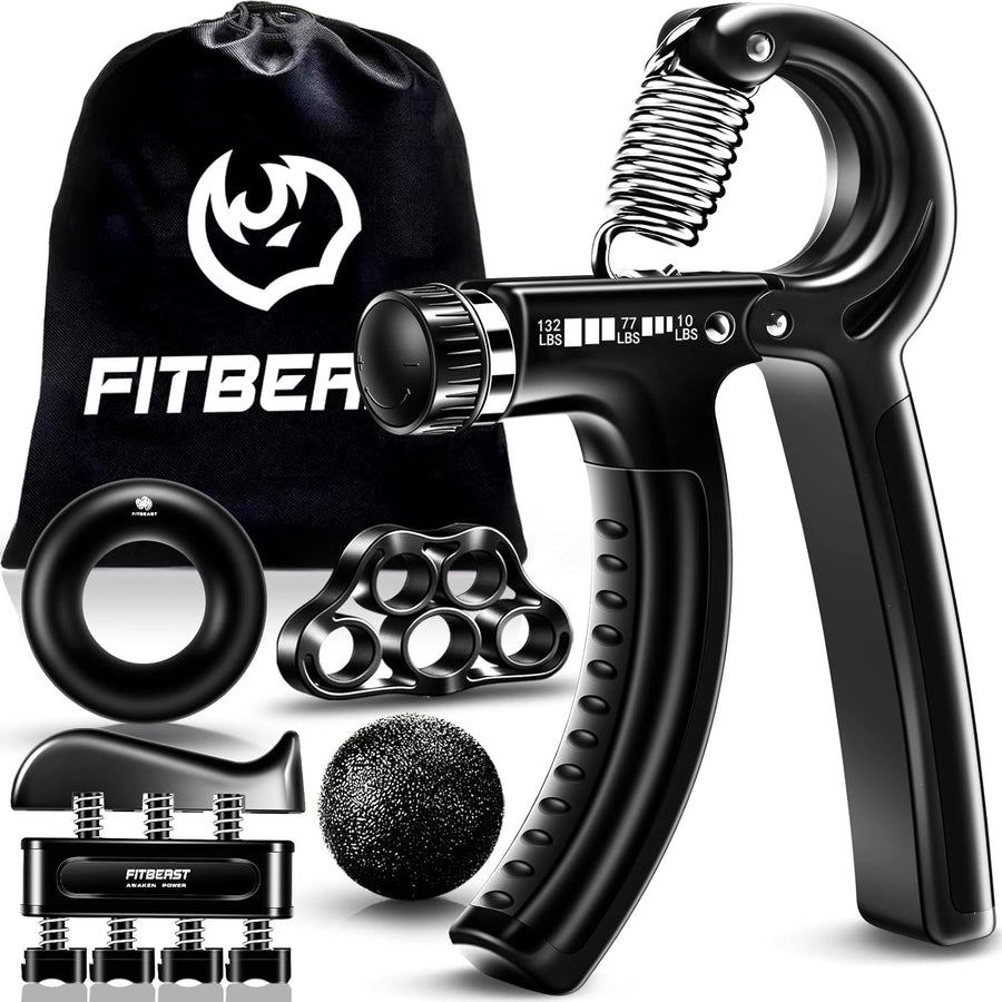 FitBeast Grip Strengthener Kit - 5 Adjustable Resistance Hand Grips for Forearm Workout