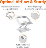 Sturdy and Portable Ergonomic Laptop Stand for Desk, Adjustable Riser, Fits all Laptops and Notebooks up to 17.3 Inch, Silver, 10 x 8.7 x 6 in