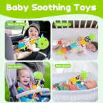 Baby Sensory Toy 0-6 Month Music Animal Stuffed Plush Caterpillar Toy for Infant 0-3-6-12 Month Old Tummy Time with Baby Mirror Crinkle Rattle Carseat Toys for Newborn Boys Girl Shower Gifts