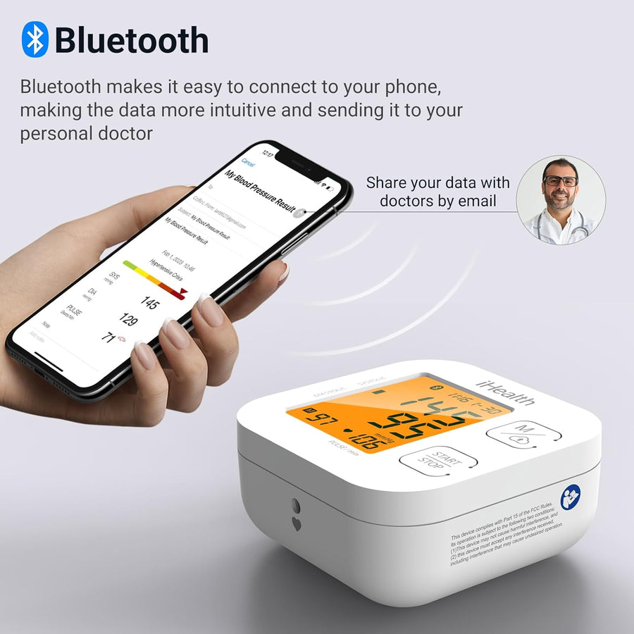 iHealth Track Smart Upper Arm Blood Pressure Monitor with Wide Range Cuff