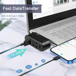 VIENON 4-Port USB 3.0 Hub [90°/180° Degree Rotatable], USB Splitter with PD-in 5W USB C Port, USB Extender for Laptop, Car, iMac, MacBook Air, MacBook Pro, and More