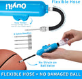 Sports Ball Pump Kit - Portable Air Pump Two-Way Dual Action Inflatable Perfect for Basketballs, Soccer Balls and More - Professional Hand Pump Kit with Needles and Flexible Hose