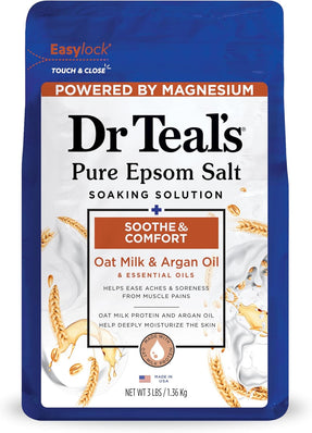 Dr Teal's Epsom Salt Magnesium Soak, Soothe & Comfort with Oat Milk & Argan Oil, 3 lbs