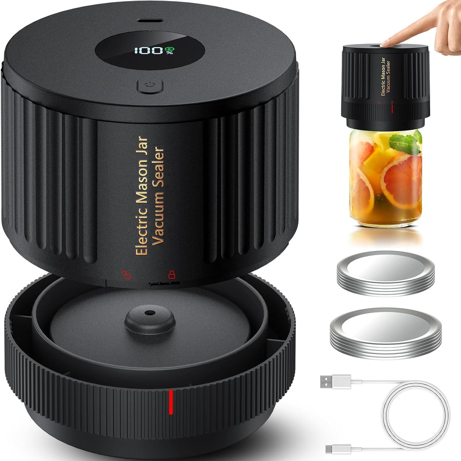 Electric Mason Jar Vacuum Sealer Kit for Wide Mouth and Regular Mouth Mason Jars