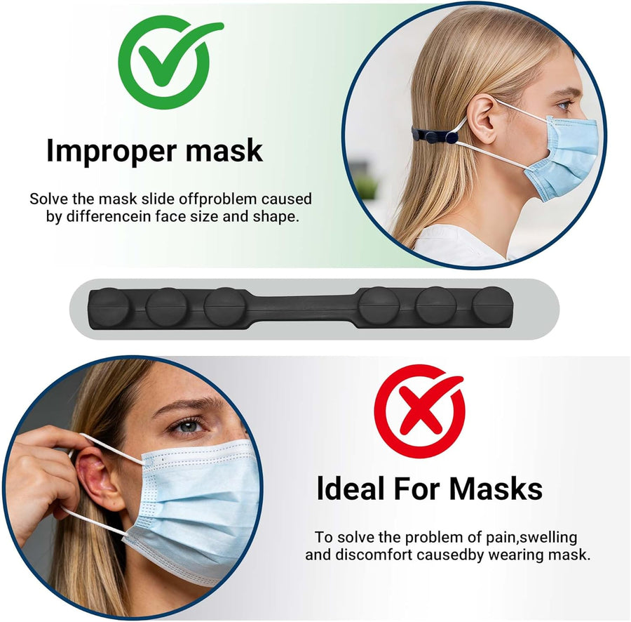 5Pcs Silicone Mask Holder Mask Ear Saver, Face Mask Extender Strap, Face Mask Holder to Protect Ears, Mask Straps for Back of Head, Adjustable Ear Savers for Face Masks, Soft Reusable Extension Bands