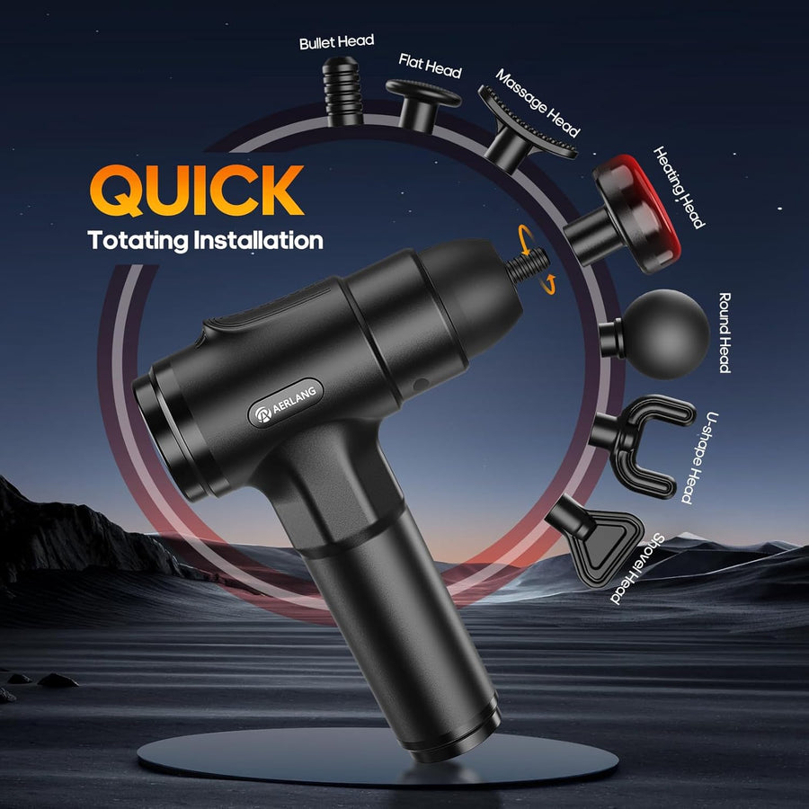 AERLANG Massage Gun with Heat for Deep Tissue Pain Relief and Muscle Percussion