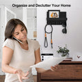 Wall Key Holder with Shelf, Hooks for Bags & Coats, Paulownia Wood, 9.8 x 6.7 x 4.2