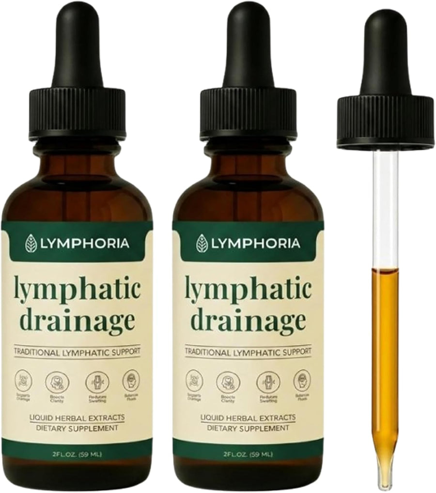 Lymphatic Drainage Drops for Bloat Relief & De-Puff – Cleavers, Red Clover, Stillingia Root & Prickly Ash Bark – Lymph Node Detox Cleanse, Fluid Retention – Alcohol-Free, Vegan, 2 Fl Oz