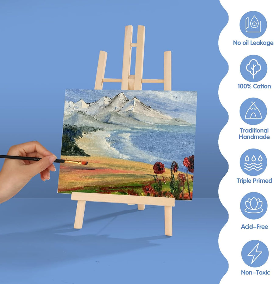 ESRICH Canvas Boards for Painting, 5 Pack Canvases for Painting 8x10 Cotton Primed Acid Free Blank Canvas Panels for Oil Paint, Watercolor, Acrylic Paint, Gouache and Tempera