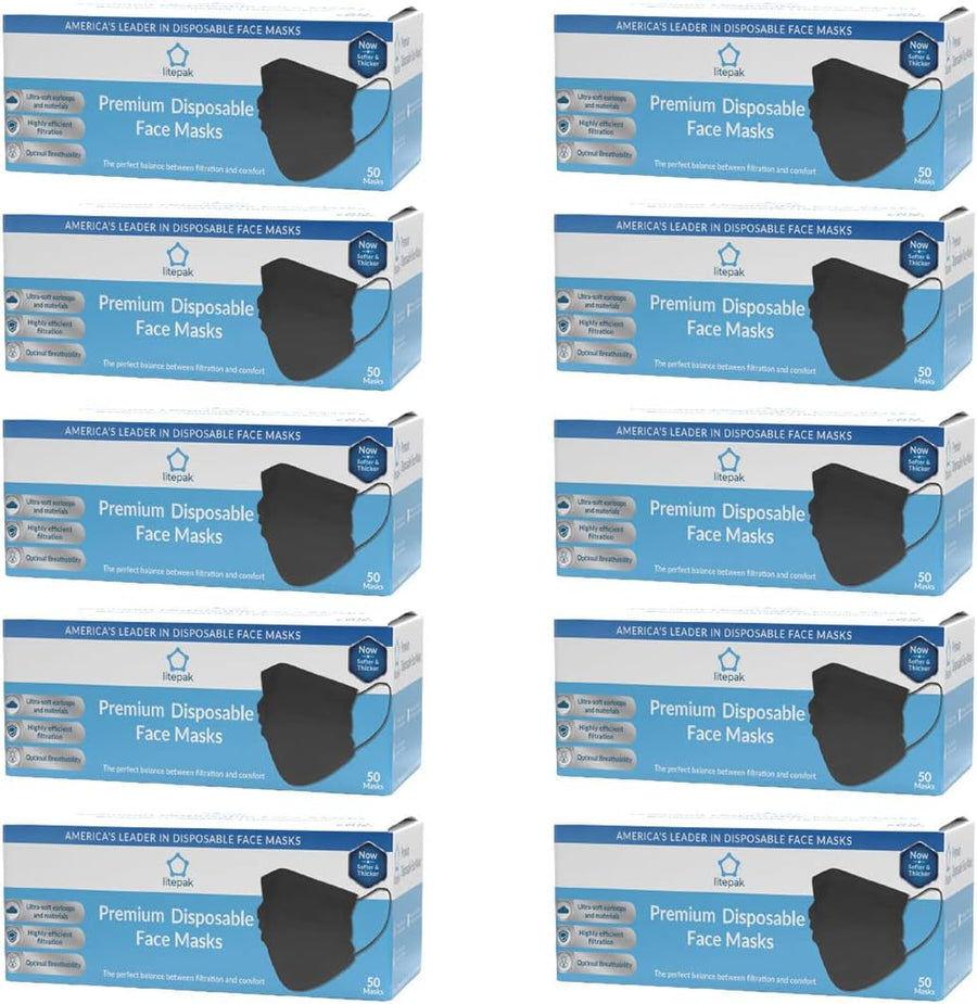 Litepak Premium Disposable Face Mask 500pcs 3ply Soft with Nose Wire