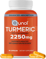 Qunol Turmeric Curcumin 2250mg, Black Pepper Extract, Supports Joint Health, 90 Capsules