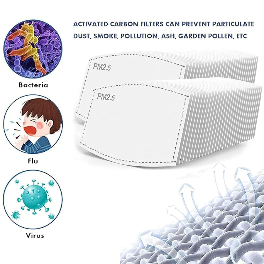 100Pcs PM2.5 Mask Filters 5 Layers Activated Carbon Non-Woven Mask Filters, Adult for Outdoor Activities Replaceable Anti Haze Protective Filters Insert