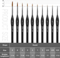 Golden Maple Detail Paint Brushes Set 10pcs Miniature Brushes for Fine Detailing & Art Painting - Acrylic, Watercolor, Oil, Models