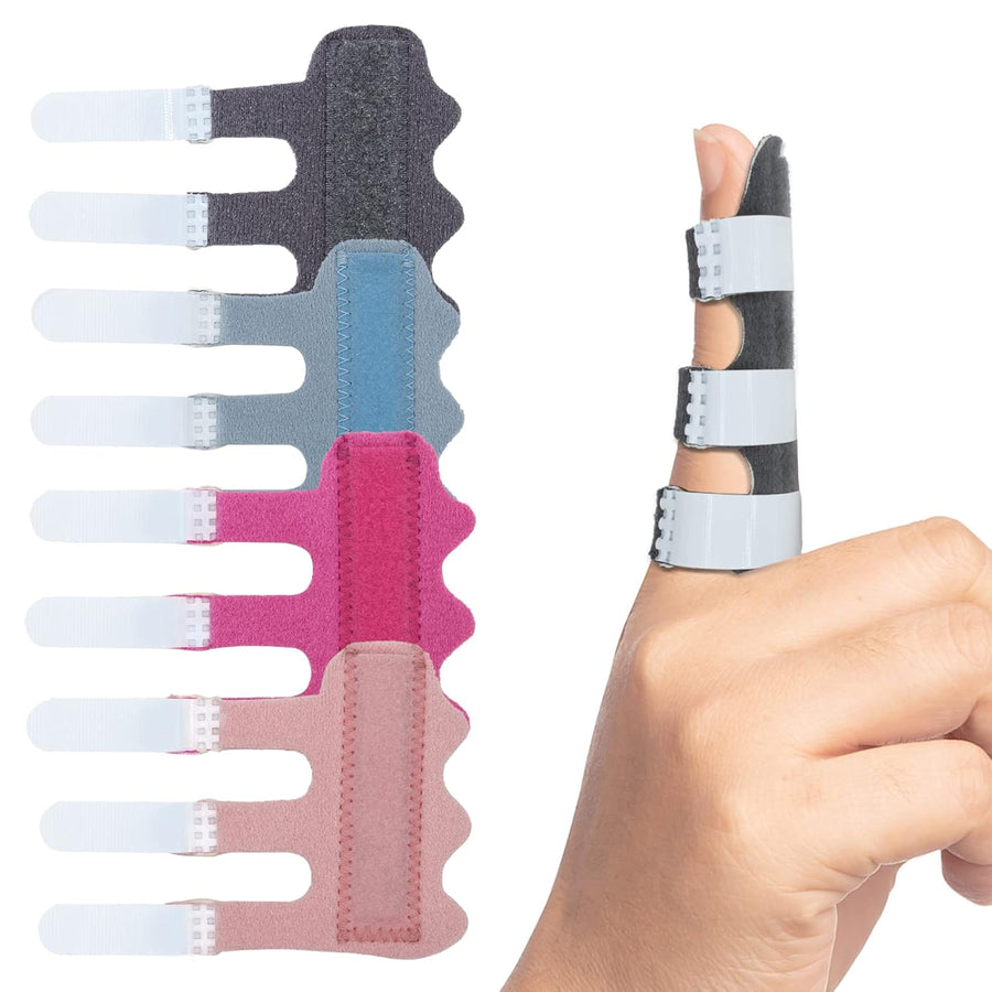 RonJea 4 Pcs Upgraded Trigger Finger Splint: Trigger Finger Brace Support with 3 Adjustable Fixing Belt, Finger Straightener for Middle/Ring/Index/Pinky/Thumb, Fits for Broken/Straightening/Arthritis