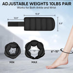 APEXUP Adjustable Ankle Weights 10lbs Pair, Modularized Leg Straps for Yoga, Walking, Running