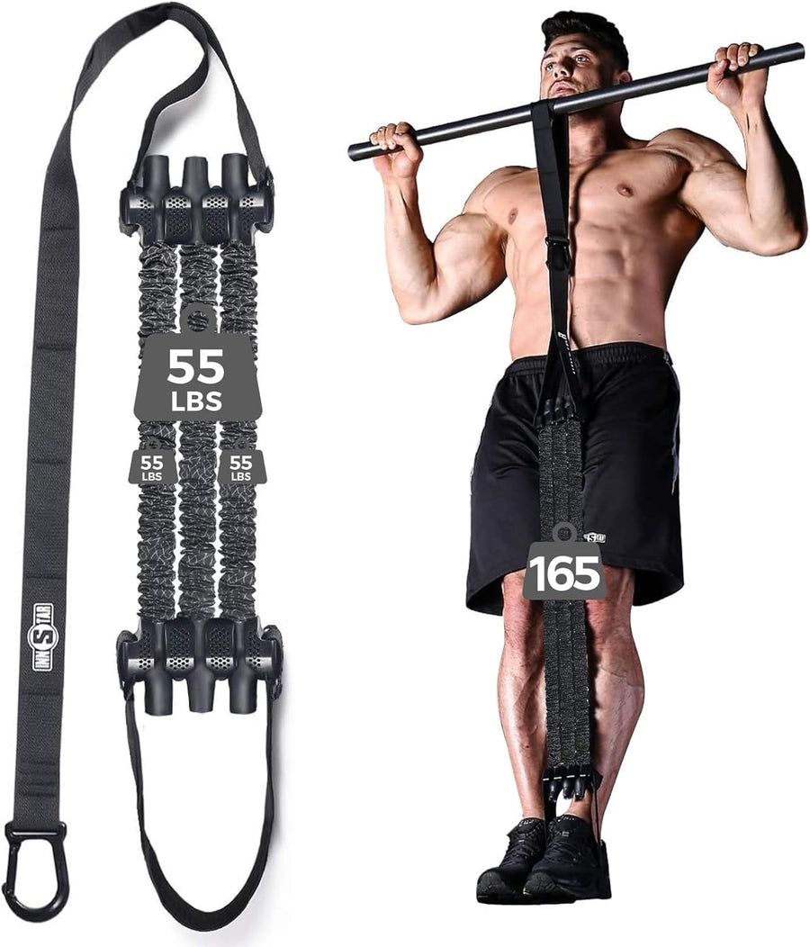 Innstar Heavy Duty Pull Up Assist Bands - Adjustable Resistance 165-265lbs with Fabric Feet/Knee Rest