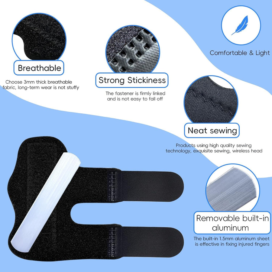 Finger Splint Universal Trigger Finger Brace for Broken Arthritis Pain Relief 2 Pack Black