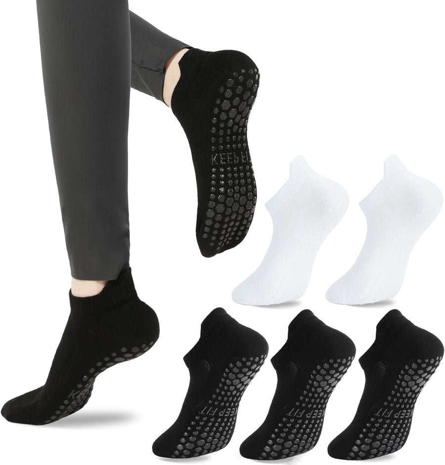 Loudashuaiqi Grip Pilates Socks for Women, Non-Slip Athletic Yoga Socks