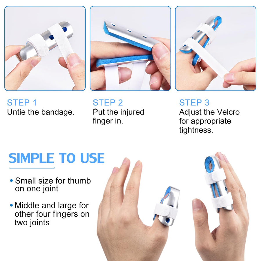 Sopito Finger Splint, 3PCS Finger Support Brace for Arthritis and Immobilization, Blue