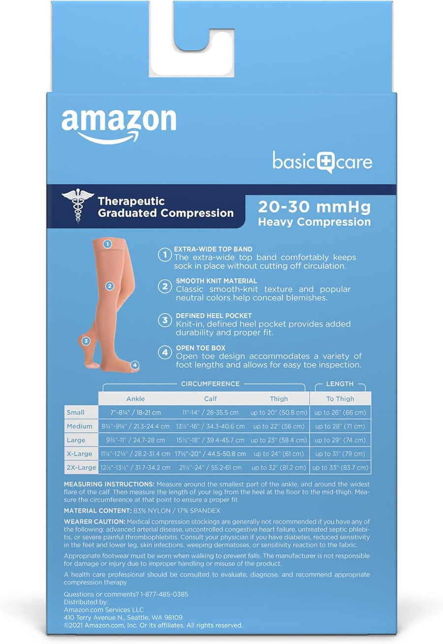 Amazon Basic Care Medical Compression Stockings 20-30 mmHg Beige Medium