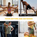 6-Piece Resistance Band Set for Home Workout - Includes Instruction Guide and Carry Bag