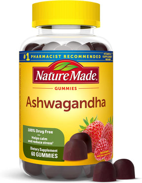 Nature Made Ashwagandha Gummies, Vegan, KSM 66 Ashwagandha Supplement for Stress Support, 60 Count