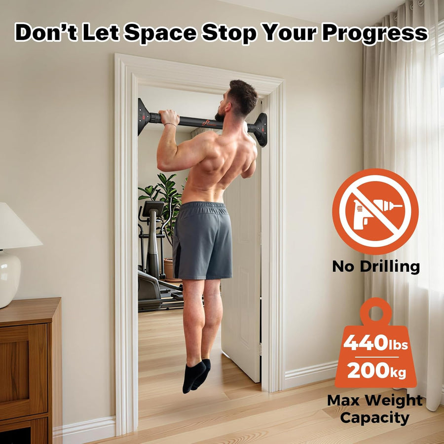 Sportneer Adjustable Pull Up Bar: 29.5"-37" Doorway Chin Up Bar, 440lb Capacity