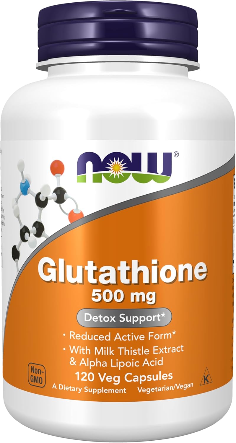 NOW Foods Supplements, Glutathione 500 mg, With Milk Thistle Extract & Alpha Lipoic Acid, Free Radical Neutralizer*, 60 Veg Capsules