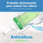 Dr. Brown's Natural Flow Anti-Colic Options+ Narrow Baby Bottle, Blue Nature, 8 oz/250 mL, with Level 1 Slow Flow Nipples, 0m+, 4 Pack