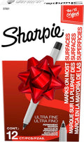 Sharpie Permanent Markers, Ultra Fine Tip, Black, 12 Count - For Classroom, Office, Home, Quick Drying, Fade Resistant, For Wood, Plastic, Paper, Metal, Ideal for Posters, Drawing, Coloring