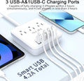 Cruise Essentials, NUOZHI 6 Ft Power Strip with 3 Outlets and 4 USB Ports(1 USB C), Non Surge Protector for Cruise Ship, Travel, Home Office, ETL Listed, White