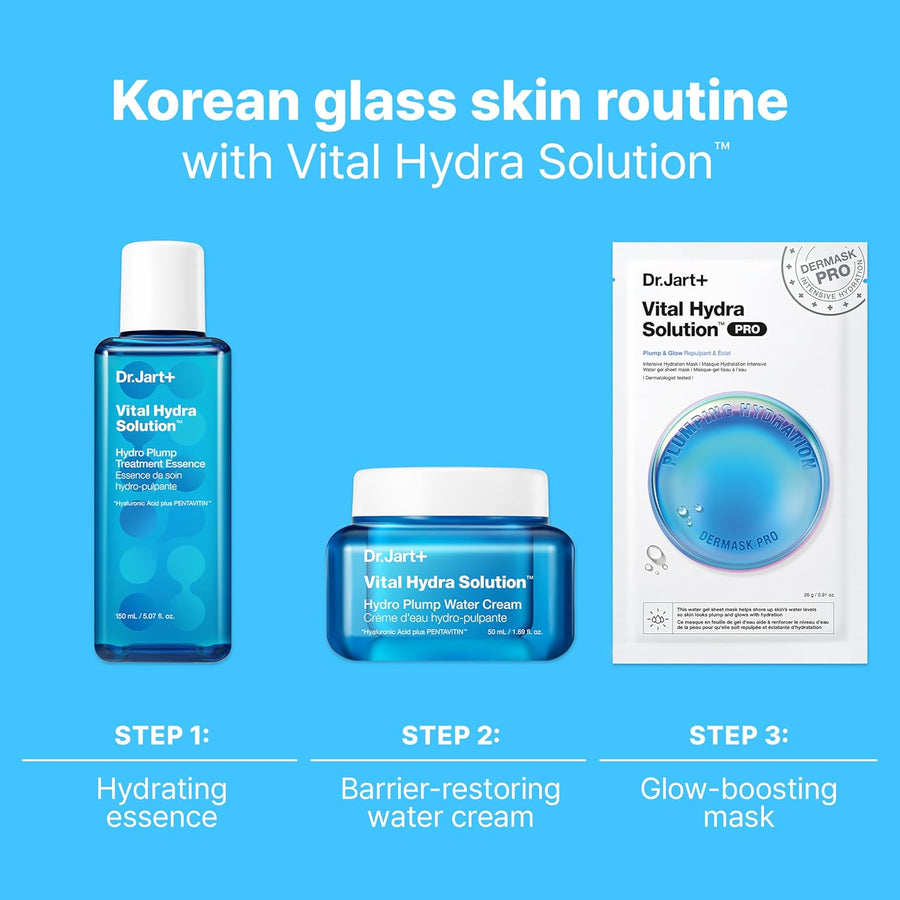 Dr.Jart+ Dermask Vital Hydra Solution Glow Korean Face Mask with Hyaluronic Acid for Glass Skin | Sheet Mask | Korean Skin Care