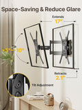monTEK Full Motion TV Wall Mount for 23–65 Inch Flat & Curved TVs and Monitors, Swivel & Tilt Articulating Bracket, Max VESA 400x400mm, Holds up to 77 lbs, Perfect Center Design