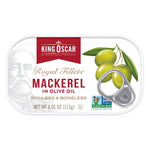 King Oscar Mackerel in Olive Oil, 4.05 Ounce Can (Pack of 6, Packaging May Vary), Skinless & Boneless, Wild Caught Canned Mackerel