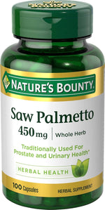 Nature's Bounty Saw Palmetto Support for Prostate and Urinary Health, Herbal Health Supplement, 450mg, 250 Capsules