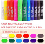 TBC The Best Crafts Paint Sticks,12 Classic Colors, Washable, Non-toxic, Tempera Paint Sticks for Kids and Students