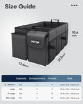 HOTOR Trunk Organizer - Car Organizer, Foldable Trunk organizer for SUVs & Sedans, Sturdy Car Organization for Car Accessories, Tools, Sundries, Black, 2 Compartments, 21.3"×12.6"×10.6"